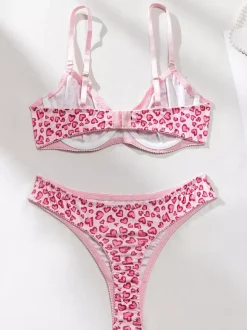 Bridal Lingerie Floral Print Yellow 2-Piece Bra Panty Sets