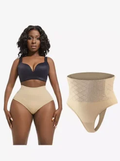 Bridal Lingerie High-Waisted Thong Bodysuit For Women Plus Size Tummy Control Waist Cincher Butt Lifting Sculpting Girdle