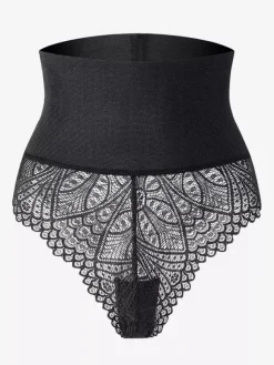 Bridal Lingerie Lace Detail High-Waisted Shaper For Women Tummy Control Butt Lifting Thong Bodysuit Plus Size Sculpting Girdle