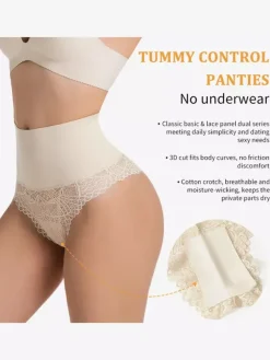 Bridal Lingerie Lace Detail High-Waisted Shaper For Women Tummy Control Butt Lifting Thong Bodysuit Plus Size Sculpting Girdle