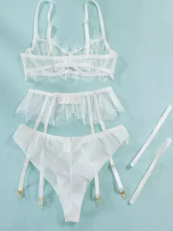 Bridal Lingerie Lace White 4-Piece Bra Panty Sets