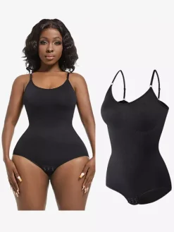 Bridal Lingerie Lingerie Shapewear Cameo Pink Sleeveless Straps Neck Buttons Postpartum Full-Body Shaper - Seamless Tummy Control Bust Lift Bodysuit Plus Size Waist Cincher