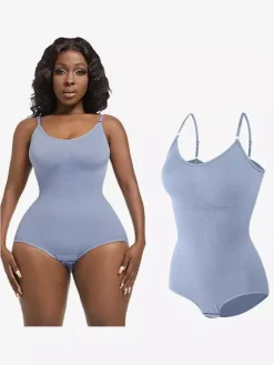 Bridal Lingerie Lingerie Shapewear Cameo Pink Sleeveless Straps Neck Buttons Postpartum Full-Body Shaper - Seamless Tummy Control Bust Lift Bodysuit Plus Size Waist Cincher