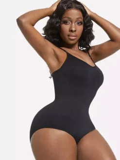 Bridal Lingerie Lingerie Shapewear Cameo Pink Sleeveless Straps Neck Buttons Postpartum Full-Body Shaper - Seamless Tummy Control Bust Lift Bodysuit Plus Size Waist Cincher