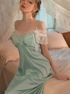 Bridal Lingerie Long Nightgown White Lace Backless Sexy Lingerie
