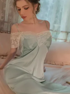 Bridal Lingerie Long Nightgown White Lace Backless Sexy Lingerie