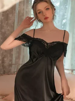 Bridal Lingerie Long Nightgown White Lace Backless Sexy Lingerie