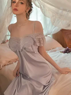 Bridal Lingerie Long Nightgown White Lace Backless Sexy Lingerie