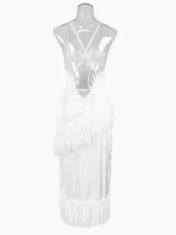 Bridal Lingerie Long Nightgown Feathers Spaghetti Strap Backless Nightgown