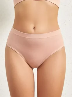 Bridal Lingerie Low-Rise Cotton Thongs For Women Plus Size Comfort Breathable T-Back Sports Daily Wear Nude Lingerie Panties