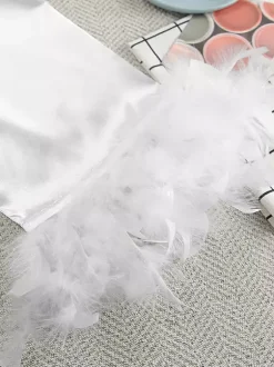 Bridal Lingerie Pajamas Sleepwear Robes White Feathers Indoor Negligees Nightgown