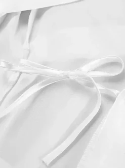 Bridal Lingerie Pajamas Sleepwear Robes White Feathers Indoor Negligees Nightgown