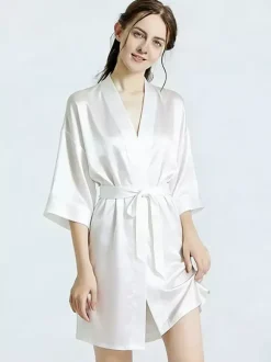 Bridal Lingerie Pajamas Sleepwear Robes White Lace Up Negligees Nightgown