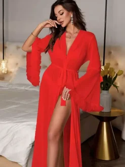Bridal Lingerie Pajamas Sleepwear Robes White Lace Up Negligees Nightgown
