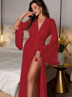Bridal Lingerie Pajamas Sleepwear Robes White Lace Up Negligees Nightgown