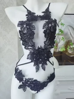 Bridal Lingerie Teddies Lace White Women Sheer Mesh Sexy Nightwear