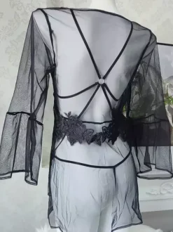 Bridal Lingerie Teddies Lace White Women Sheer Mesh Sexy Nightwear