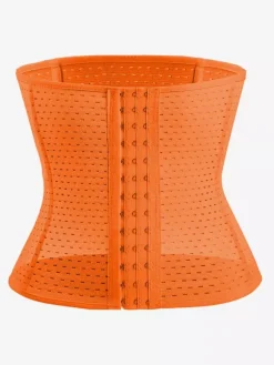 Bridal Lingerie Waist Cincher Postpartum Workout Tummy Control Belt With Hollow-Out Back Support Corset Shapewear Brown Front Button