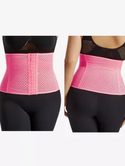 Bridal Lingerie Waist Cincher Postpartum Workout Tummy Control Belt With Hollow-Out Back Support Corset Shapewear Brown Front Button