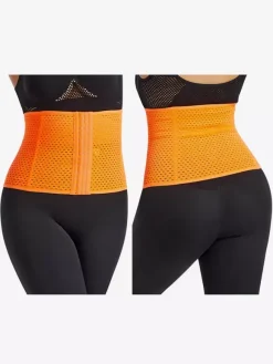 Bridal Lingerie Waist Cincher Postpartum Workout Tummy Control Belt With Hollow-Out Back Support Corset Shapewear Brown Front Button