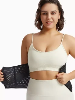 Bridal Lingerie Waist Cincher Postpartum Workout Tummy Control Belt With Hollow-Out Back Support Corset Shapewear Brown Front Button