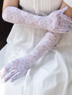 Bridal Lingerie Woman Long Floral Wedding White Lace Party Bridal Gloves