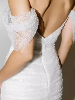Bridal Mini Dress Short Wedding Dress Strapless Short Sleeves Sheath Short Bridal Dresses