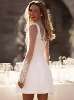 Bridal Mini Dress Short Wedding Dress Short Square Neck Sleeveless Short Natural Waist Satin Fabric Bridal Dresses