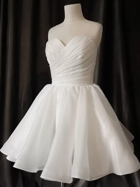 Bridal Mini Dress Short Wedding Dresses Sweetheart Neck Sleeveless A-Line Short Bridal Dresses