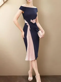 Bridal Mother Dress Bateau Neck Half Sleeves Sheath Knee-Length Wedding Guest Dresses Free Customization