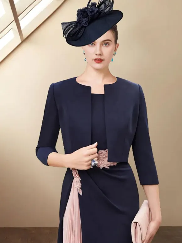 Bridal Mother Dress Bateau Neck Half Sleeves Sheath Knee-Length Wedding Guest Dresses Free Customization