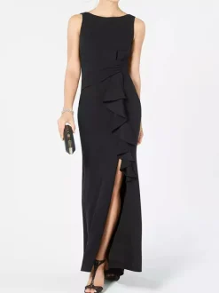 Bridal Mother Dress Bateau Neck Sleeveless Pleated Sheath Wedding Guest Dresses Free Customization