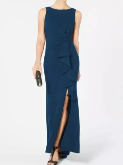 Bridal Mother Dress Bateau Neck Sleeveless Pleated Sheath Wedding Guest Dresses Free Customization