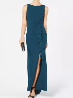 Bridal Mother Dress Bateau Neck Sleeveless Pleated Sheath Wedding Guest Dresses Free Customization