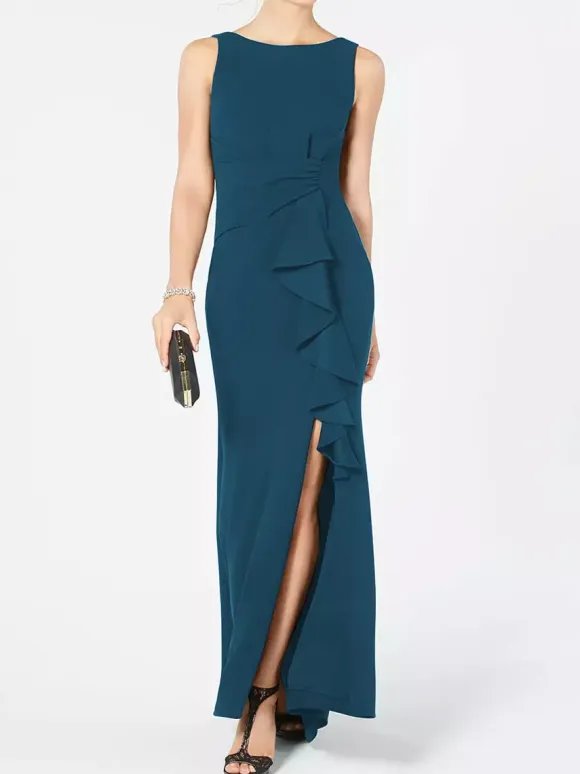 Bridal Mother Dress Bateau Neck Sleeveless Pleated Sheath Wedding Guest Dresses Free Customization