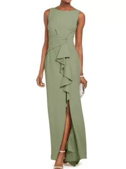 Bridal Mother Dress Bateau Neck Sleeveless Pleated Sheath Wedding Guest Dresses Free Customization