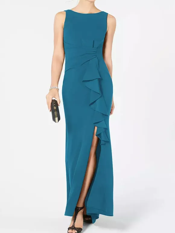 Bridal Mother Dress Bateau Neck Sleeveless Pleated Sheath Wedding Guest Dresses Free Customization