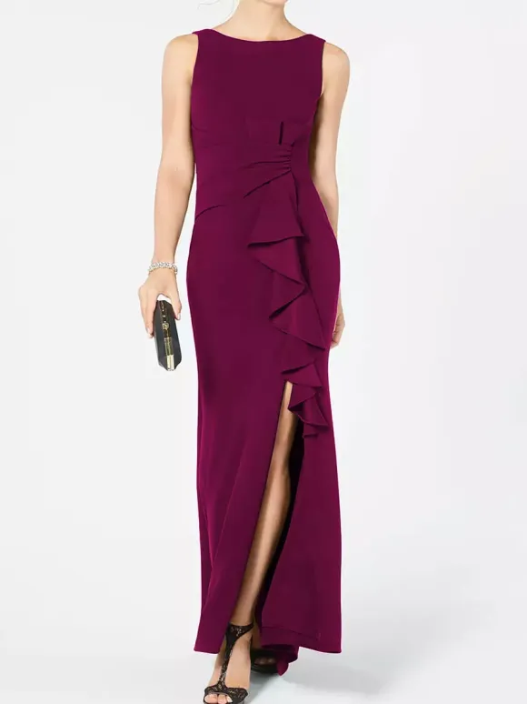 Bridal Mother Dress Bateau Neck Sleeveless Pleated Sheath Wedding Guest Dresses Free Customization