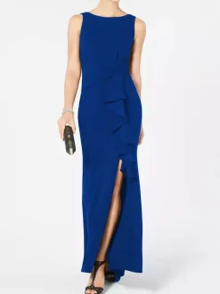 Bridal Mother Dress Bateau Neck Sleeveless Pleated Sheath Wedding Guest Dresses Free Customization