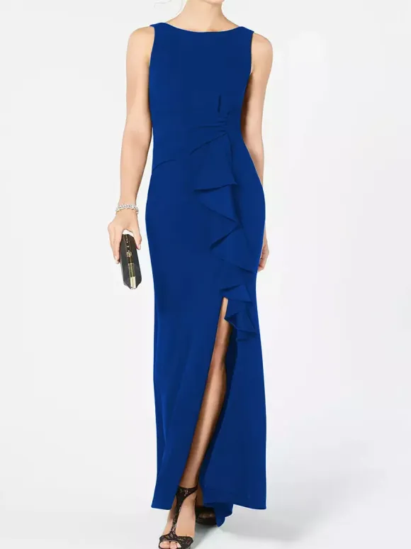Bridal Mother Dress Bateau Neck Sleeveless Pleated Sheath Wedding Guest Dresses Free Customization