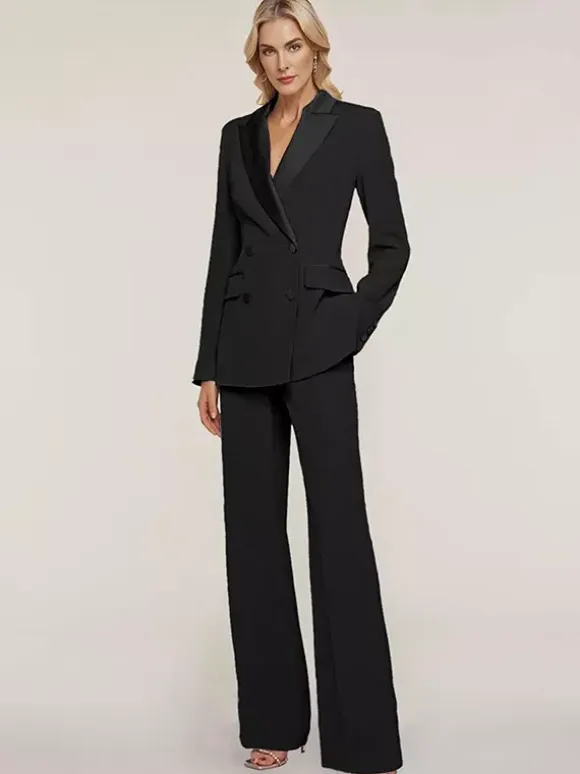 Bridal Mother Dress Designed Neckline Long Sleeves Two-piece Buttons Floor-Length Guest Dresses For Wedding