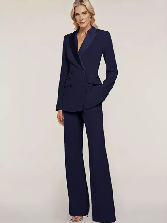 Bridal Mother Dress Designed Neckline Long Sleeves Two-piece Buttons Floor-Length Guest Dresses For Wedding