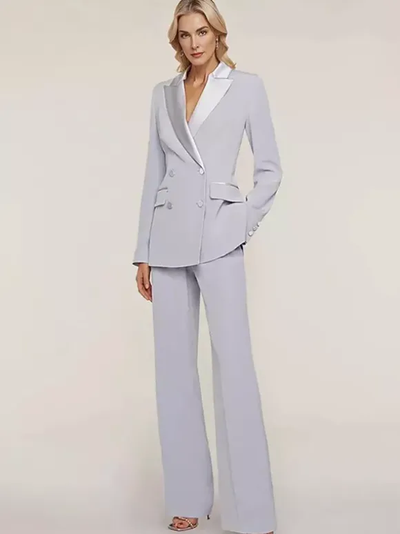 Bridal Mother Dress Designed Neckline Long Sleeves Two-piece Buttons Floor-Length Guest Dresses For Wedding