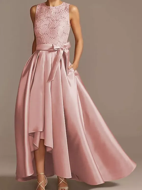 Bridal Mother Dress Jewel Neck Sleeveless A-Line Lace Tea-Length Wedding Guest Dresses Free Customization