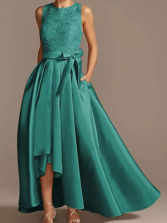 Bridal Mother Dress Jewel Neck Sleeveless A-Line Lace Tea-Length Wedding Guest Dresses Free Customization