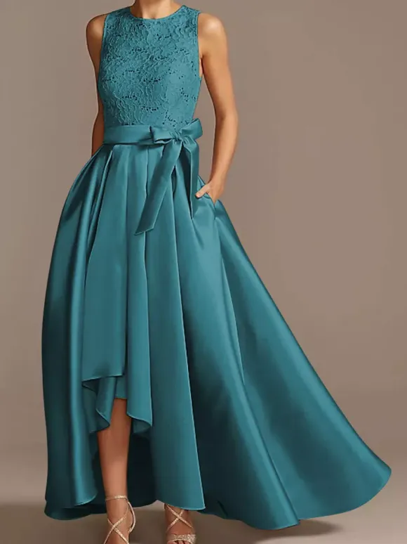 Bridal Mother Dress Jewel Neck Sleeveless A-Line Lace Tea-Length Wedding Guest Dresses Free Customization