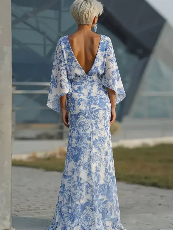 Bridal Mother Dress Jewel Neck 3/4 Length Sleeves Ball Gown Pleated With Train Wedding Guest Dresses