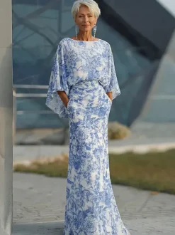 Bridal Mother Dress Jewel Neck 3/4 Length Sleeves Ball Gown Pleated With Train Wedding Guest Dresses