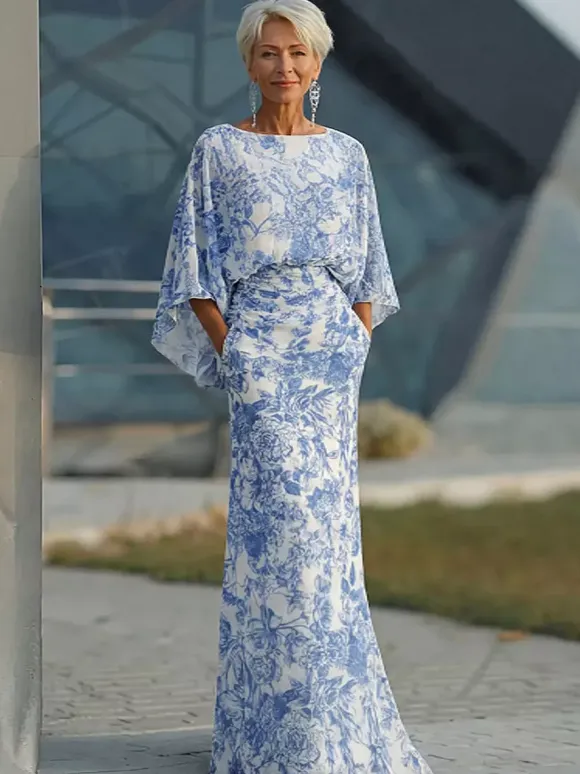 Bridal Mother Dress Jewel Neck 3/4 Length Sleeves Ball Gown Pleated With Train Wedding Guest Dresses