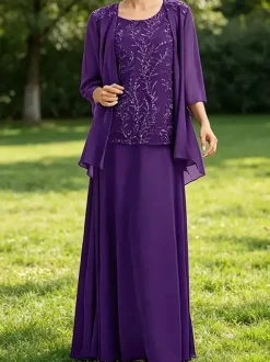 Bridal Mother Dress Jewel Neck 3/4 Length Sleeves Lace Guest Dresses For Wedding